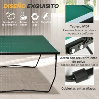 SPORTNOW Mesa de Ping Pong Plegable para Interiores Mesa de Tenis Profesional Tamaño Estándar 274x152,5x76 cm Verde(m-6)