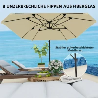 Outsunny Cantilever Parasol Alu Ø 260 cm, Waterdichte Slingerparasol met Standaard, Kruk, Beige(m-4)