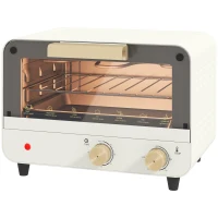 HOMCOM Horno Sobremesa de 12L 750W Horno Eléctrico con Puerta de Vidrio Temporizador y Temperatura Ajustables hasta 230℃ Blanco(m-10)