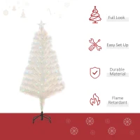 HOMCOM 4 Feet Prelit Artificial Christmas Tree with Fiber Optic LED Light, Holiday Home Xmas Decoration, White(m-4)