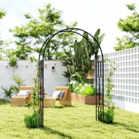 Outsunny Steel Garden Arch, 2.2m High x 1.5m Wide Metal Garden Trellis for Climbing Plants Roses Wisteria Vines, Outdoor Wedding Arch for Bridal Party Ceremony Decoration, Black(m-8)