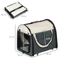 PawHut Transportin con Bolsa Transporte Perro Gato S (46 x 36 x 41) Mascotas Plegable Viaje Gris(m-3)