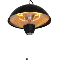 Outsunny Riscaldatore a Infrarossi con Illuminazione a LED in Alluminio e Metallo Epossidico Anticorrosivo Certificato IP34: Protezione contro gli Spruzzi d'Acqua 1500W Ø40.5 x 30.7A cm(m-10)
