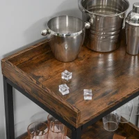 HOMCOM Mobile Portabottiglie Stile Industriale con Cantinetta Vini per 9 Bottiglie e Portacalici, Marrone(m-7)