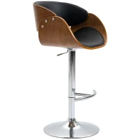 HOMCOM Sgabello da Bar Alto in Stile Industriale con Altezza Regolabile, Sgabello Cucina Vintage Girevole in Legno con Schienale e Poggiapiedi, 58L x 54P x 92-112Acm(m-10)