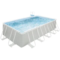 Outsunny Piscina Fuori Terra in Acciaio e PVC Rinforzato con Filtro, 580x310x122cm, Grigio Chiaro(m-1)