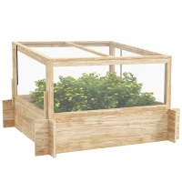 Outsunny 2-In-1 Wooden Greenhouse Planter Box - Natural(m-1)