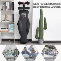 HOMCOM Banco de Abdominales Plegable Regulable en Altura y Ángulo Ajustable con Cintas Elásticas 44,5x143x84-92 cm Negro(m-5)