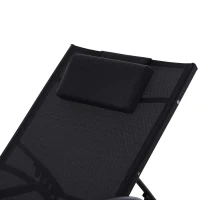 Outsunny Garden Patio Sun Lounger Half Circle Armrest Adjustable Head Footrest Aluminium Frame Textline Seat &Pillow Garden Outdoor - Black(m-8)