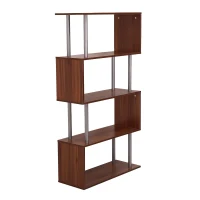 HOMCOM Bibliothèque étagère Design Contemporain en S 4 Niveaux 80L x 30l x 145H cm Coloris Noyer(m-1)