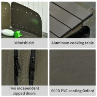 Outsunny Camping Cupboard Foldable Camping Kitchen Storage Unit w/ Windshield & 6 Shelves for BBQ Party Picnics Backyards with Carrying Bag(m-6)