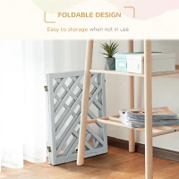 PawHut Foldable Wooden Pet Gate, with Three Panels - Grey(m-5)