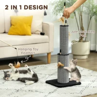 PawHut 78cm 2-in-1 Cat Scratching Post with 3 Toy Feathers, Black(m-4)