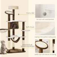 PawHut Cat Tree for Indoor Cats Scratching Tower House Activity Center Post Climbing Hammock Condo Perch 153 cm(m-5)