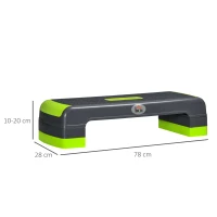 HOMCOM Stepper aérobic fitness hauteur réglable 3 niveaux surface antidérapante 78 x 28 x 20 cm vert et gris(m-3)