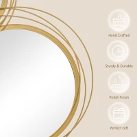 HOMCOM Metal Wall Mirrors, 107cm Modern Decorative Gold Mirror Decor Hanging, Home Wall Sculptures for Living Room Bedroom Dining Room(m-6)