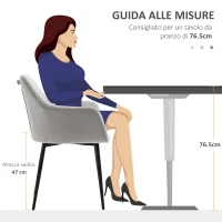 HOMCOM Set 2 Sedie per Soggiorno Nordiche con Schienale e Braccioli Ricurvi e Seduta Imbottita, 54x57x80 cm, Grigio(m-7)