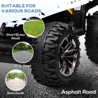 HOMCOM 12V Quad Bike ATV with LED Lights, Music, Backrest, Forward, Backward, Yellow(m-8)