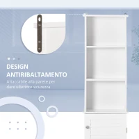 HOMCOM Colonna Bagno con Ripiano a 3 Livelli e Armadietto Chiuso, in MDF e Truciolato, 34x20x165 cm, Bianco(m-7)