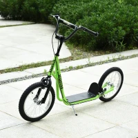 HOMCOM Kick Scooters for Kids with Adjustable Height, Anti-Slip Deck, Dual Brakes, Rubber Tyres, for Boys and Girls Aged 5+ Years Old - Green(m-2)