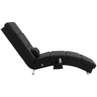 HOMCOM Fauteuil relax chaise longue de relaxation ergonomique, massant et chauffant avec télécommande 56 x 168 x 84 cm noir(m-7)