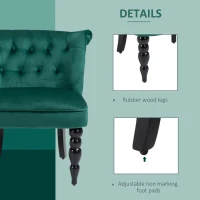 HOMCOM Velvet-Feel Wingback Accent Chair, with Wooden Legs - Green(m-5)