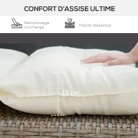 Outsunny Coussin matelas pour chaise longue transat bain de soleil avec sangles d'attache dim. 200L x 60l cm blanc crème(m-6)