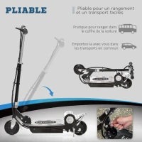 HOMCOM Trottinette Électrique 120 W Pliable pour Enfants de 7 à 12 Ans 10 Km/h Max. Hauteur Guidon Réglable 2 Roues en PU Coloris Noir et Argent(m-5)