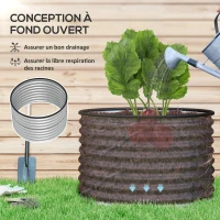 Outsunny Lot de 2 jardinières surélevées kit de jardinière ronde surélevée fonds ouverts acier galvanisé 90 x 90 x 56 cm argent(m-5)