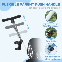 HOMCOM 6 in 1 Tricycle for Kids with 5-point harness straps, Removable Canopy, White(m-6)