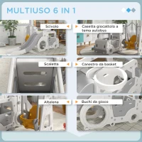 AIYAPLAY Set Scivolo per Bambini 18-48 Mesi con Altalena, Macchinina e Canestro, 201x151x87.5cm, Bianco(m-4)