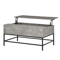 HOMCOM Mesa de Centro Elevable con Espacio de Almacenaje Oculto para Salón Comedor 90x60,5x45,5 cm Gris Cemento(m-11)