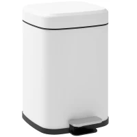 HOMCOM Poubelle de cuisine 12L avec couvercle à fermeture douce et pédale, seau intérieur amovible, 24,5 x 32 x 36,5 cm, blanc(m-10)