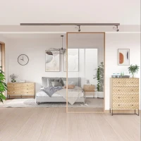 HOMCOM Cassettiera con 2 Cassetti Motivo a Onde Stile Vintage Design Scandinavo Combinazione di MDF e di Pannello Truciolare 48x39.5x60cm(m-2)