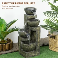 Outsunny Fontaine de jardin d'ornement zen débit réglable pompe à eau submersible incluse dim. 25L x 24l x 60H cm résine noir(m-4)