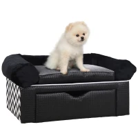 PawHut Dog Sofa Bed, with Storage, Drawer, Soft Cushion, for Small Dogs - Black(m-1)