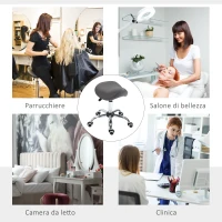 HOMCOM Sgabello da Lavoro a Sella con Ruote e Altezza Regolabile per Negozi Parrucchiere e Tattoo, 52x53x49-61cm Grigio(m-6)
