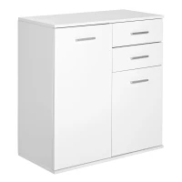 HOMCOM Cassettiera da Ufficio 2 Cassetti 2 Ante con Ripiano Regolabile Legno 71x35x76cm Bianco(m-10)