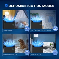 HOMCOM 5500mL Portable Dehumidifier with Air Purifier, UVC, Ioniser, 24H Timer, 5 Modes, 16L/Day, for Home Laundry, Black(m-5)