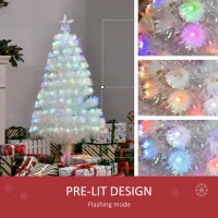 HOMCOM 4 Feet Prelit Artificial Christmas Tree with Fiber Optic LED Light, Holiday Home Xmas Decoration, White(m-5)