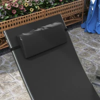 Outsunny Set of Two Adjustable Back Sun Loungers - Black(m-9)