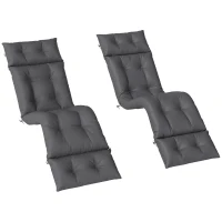 Outsunny Set of Two 190 x 56cm Sun Lounger Cushions - Dark Grey(m-11)