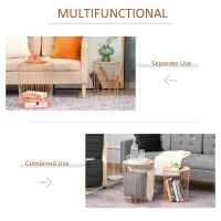 HOMCOM Coffee Tables Set of 2, Side Tables with Metal Frame, End Tables for Living Room, Bedroom - Rose Gold Color Base(m-6)
