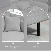 HOMCOM Canapé convertible 3 places, canapé-lit clic-clac, avec 2 coussins 195l x 89P x 87H cm gris clair(m-7)