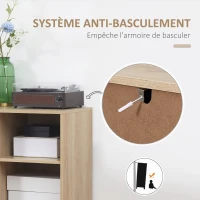 HOMCOM Buffet Meuble de Rangement sur pied de fer avec 2 placards 1 tiroir et 2 niches Aspect Bois - 75 x 40 x 120 cm(m-7)