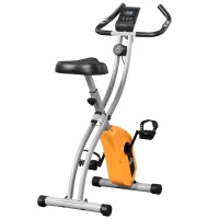 HOMCOM Bicicleta Estática Plegable con 8 Niveles de Resistencia Magnética Ajustable Bicicleta de Ejercicio Fitness con Pantalla LCD Pulsómetro y Sillín Regulable 86x47x112 cm Naranja(m-1)