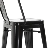 HOMCOM Lot de 4 tabourets de Bar Empilable Chaise de Bar Industriel avec Dossier Repose-Pied Hauteur d'Assise 76 cm métal Noir(m-9)