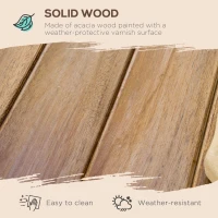 Outsunny 3 Pieces Picnic Bench Set with Table and 2 Benches, Acacia wood Dining Trestle Beer Table and Seat,  Natural Wood Finish(m-5)