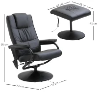 HOMCOM Fauteuil de Massage Vibration Electrique Relaxation avec Chauffage Noir(m-3)