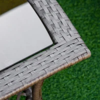 Outsunny Conjunto de 4 Muebles de Jardín de Ratán PE Sillón Sofá Doble y Mesa de Café con Cojines Lavable para Exterior Terraza Patio Marrón y Caqui(m-8)